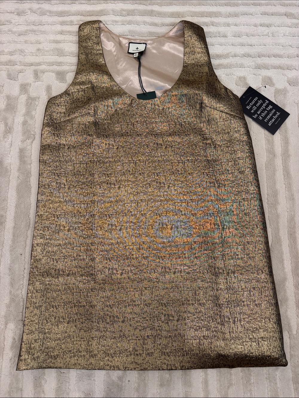 Tuckernuck Bronze Metallic Sleeveless Shift Mini Dress
